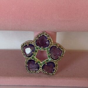 SIGNED SWAROVSKI TANZANITE CRYSTAL SPRAY PIN~BROOCH RETIRED RARE